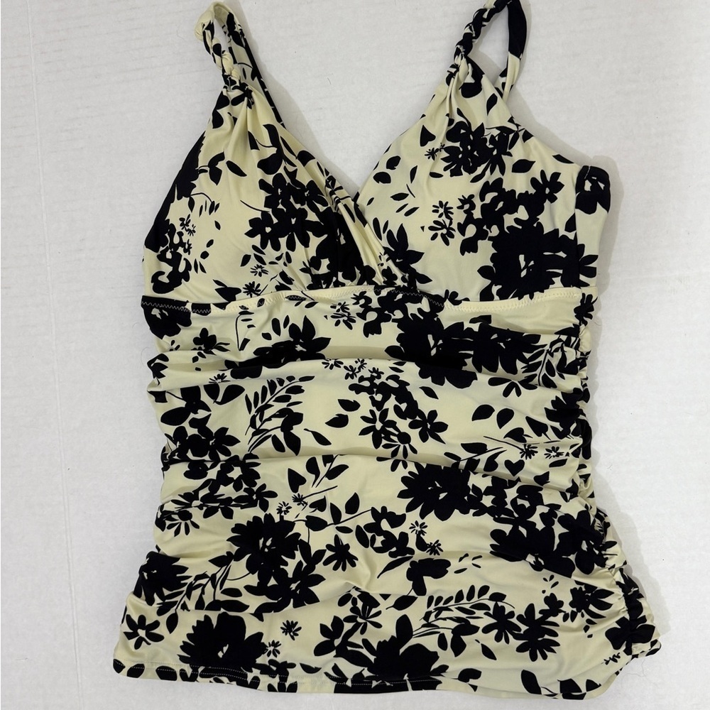 Maternity sz 10 Lands' End Black Floral Tankini